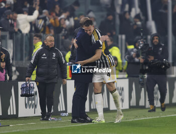 2023-12-08 - Federico Gatti of Juventus celebreting with Massimiliano Allegri, Manager of Juventus after a goal during the Italian Serie A, football match between Juventus Fc and Sac Napoli on 08 December 2023 at Allianz Stadium, Turin, Italy. Photo Nderim Kaceli - JUVENTUS FC VS SSC NAPOLI - ITALIAN SERIE A - SOCCER