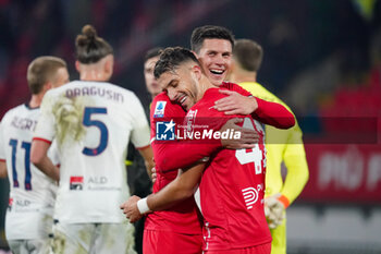 2023-12-10 - Matteo Pessina (AC Monza) and Dany Mota (AC Monza) win celebrate during the Italian championship Serie A football match between AC Monza and Genoa CFC on December 10, 2023 at U-Power stadium in Monza, Italy - FOOTBALL - ITALIAN CHAMP - MONZA V GENOA - ITALIAN SERIE A - SOCCER