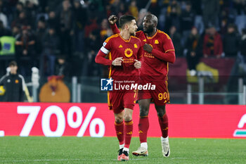 2023-12-10 - Romelu Lukaku of Roma celebrates after scoring 1-0 goal during the Italian championship Serie A football match between AS Roma and ACF Fiorentina on December 10, 2023 at Stadio Olimpico in Rome, Italy - FOOTBALL - ITALIAN CHAMP - ROMA V FIORENTINA - ITALIAN SERIE A - SOCCER