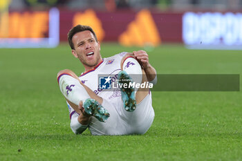 2023-12-10 - Arthur of Fiorentina reacts on the ground during the Italian championship Serie A football match between AS Roma and ACF Fiorentina on December 10, 2023 at Stadio Olimpico in Rome, Italy - FOOTBALL - ITALIAN CHAMP - ROMA V FIORENTINA - ITALIAN SERIE A - SOCCER