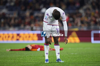 2023-12-10 - Jonathan Ikone' of Fiorentina reacts during the Italian championship Serie A football match between AS Roma and ACF Fiorentina on December 10, 2023 at Stadio Olimpico in Rome, Italy - FOOTBALL - ITALIAN CHAMP - ROMA V FIORENTINA - ITALIAN SERIE A - SOCCER