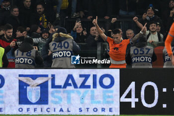 2023-12-17 - Lautaro Martinez of F.C. Inter celebrates after scoring 0-1 during the 16th day of the Serie A Championship between S.S. Lazio - F.C. Inter, 17 December 2023 at the Olympic Stadium in Rome. - SS LAZIO VS INTER - FC INTERNAZIONALE - ITALIAN SERIE A - SOCCER
