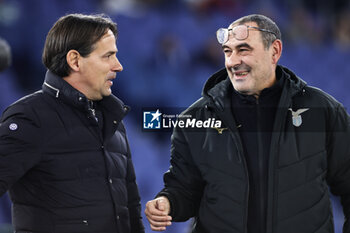 2023-12-17 - Simone Inzaghi head coach of Internazionale (L) and Maurizio Sarri head coach of Lazio (R) greet each other before the Italian championship Serie A football match between SS Lazio and FC Internazionale on December 17, 2023 at Stadio Olimpico in Rome, Italy - FOOTBALL - ITALIAN CHAMP - LAZIO V INTERNAZIONALE - ITALIAN SERIE A - SOCCER