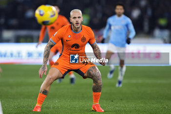 2023-12-17 - Federico Dimarco of Internazionale in action during the Italian championship Serie A football match between SS Lazio and FC Internazionale on December 17, 2023 at Stadio Olimpico in Rome, Italy - FOOTBALL - ITALIAN CHAMP - LAZIO V INTERNAZIONALE - ITALIAN SERIE A - SOCCER