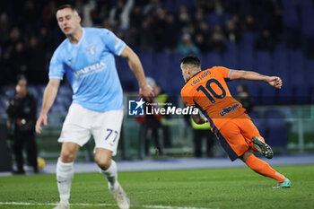 2023-12-17 - Lautaro Martinez of Internazionale celebrates after scoring 0-1 goal during the Italian championship Serie A football match between SS Lazio and FC Internazionale on December 17, 2023 at Stadio Olimpico in Rome, Italy - FOOTBALL - ITALIAN CHAMP - LAZIO V INTERNAZIONALE - ITALIAN SERIE A - SOCCER