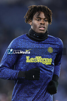 2023-12-17 - Yann Aurel Bisseck of Internazionale during warm up before the Italian championship Serie A football match between SS Lazio and FC Internazionale on December 17, 2023 at Stadio Olimpico in Rome, Italy - FOOTBALL - ITALIAN CHAMP - LAZIO V INTERNAZIONALE - ITALIAN SERIE A - SOCCER