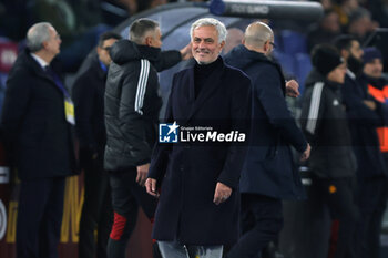2023-12-23 - Jose' Mourinho head coach of Roma smiles during the Italian championship Serie A football match between AS Roma and SSC Napoli on December 23, 2023 at Stadio Olimpico in Rome, Italy - FOOTBALL - ITALIAN CHAMP - ROMA V NAPOLI - ITALIAN SERIE A - SOCCER