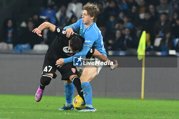2023-12-29 - Dany Mota of AC Monza competes for the ball with Alessio Zerbin of SSC Napoli during Serie A between SSC Napoli vs AC Monza at Diego Armando Maradona Stadium - SSC NAPOLI VS AC MONZA - ITALIAN SERIE A - SOCCER