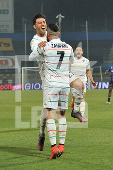 2023-02-17 - Antonio  Candela (Venezia) and Francesco  Zampano (Venezia)  celebrate after goal of 0-1 - AC PISA VS VENEZIA FC - ITALIAN SERIE B - SOCCER
