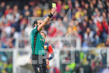 2023-03-12 - The Referee of the match Giacomo Camplone to Pescara Yellow card for Frederik Hillesborg Sørensen (Ternana) - GENOA CFC VS TERNANA CALCIO - ITALIAN SERIE B - SOCCER