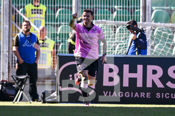 2023-05-06 - Happiness of Palermo’s Matteo Brunori after 1st score during the Italian Serie BKT soccer match Palermo FC vs. SPAL at the Renzo Barbera stadium in Palermo, Italy, 6th of May 2023  - PALERMO FC VS SPAL - ITALIAN SERIE B - SOCCER