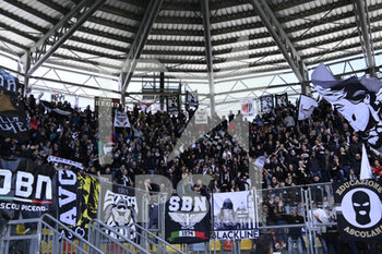 2023-04-10 - Supporters of Ascoli Calcio during the 32th day of the Serie B Championship between Frosinone Calcio vs Ascoli Calcio 1898 FC on April 10, 2023 at the Stadio Benito Stirpe in Frosinone, Italy. - FROSINONE CALCIO VS ASCOLI CALCIO - ITALIAN SERIE B - SOCCER