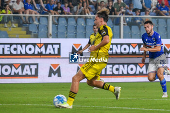 2023-08-25 - Matteo Tramoni (Pisa) scores the 1-0 goal - UC SAMPDORIA VS AC PISA - ITALIAN SERIE B - SOCCER