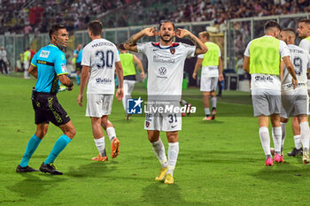 2023-09-22 - Happiness of Cosenza Calcio’s Luigi Canotto after scores a goal during the Italian Serie BKT soccer match Palermo F.C. vs. Cosenza Calcio at the Renzo Barbera Stadium, Palermo, Italy, 22th of September 2023 - PALERMO FC VS COSENZA CALCIO - ITALIAN SERIE B - SOCCER