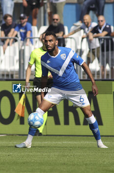 2023-09-30 - Mohamed Salim Fares of Brescia FC play the ball during Brescia FC vs Ascoli Calcio, 8° Serie BKT 2023-24 game at Mario Rigamonti stadium in Brescia, Italy, on September 30, 2023. - BRESCIA CALCIO VS ASCOLI CALCIO - ITALIAN SERIE B - SOCCER