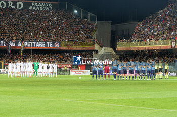 2023-06-13 - Players of the two teams prior to the minute of silence in memory of Silvio Berlusconi - PLAYOFF - FOGGIA VS LECCO - ITALIAN SERIE C - SOCCER