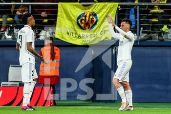 2023-01-19 - Dani Ceballos of Real Madrid celebrates a goal with teammates during the Spanish cup, Copa del Rey, round of 16 football match between Villarreal CF and Real Madrid on january 19, 2023 at Estadio de la Ceramica in Castellon, Spain - FOOTBALL - SPANISH CUP - VILLARREAL V REAL MADRID - SPANISH CUP - SOCCER