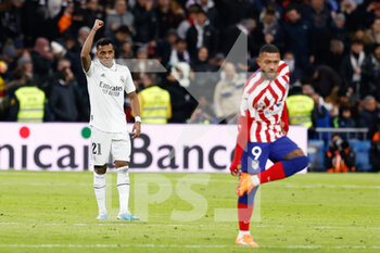 2023-01-27 - Rodrygo Goes of Real Madrid celebrates a goal 1-1 during the Spanish cup, Copa del Rey, Quarter Finals football match between Real Madrid and Atletico de Madrid on January 26, 2023 in Madrid, Spain - FOOTBALL - SPANISH CUP - REAL MADRID V ATLETICO MADRID - SPANISH CUP - SOCCER