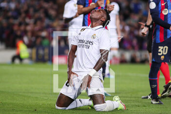 2023-04-05 - Vinicius Junior of Real Madrid celebrates during the Spanish Cup, Copa del Rey, Semi Finals 2nd leg football match between FC Barcelona and Real Madrid on April 5, 2023 at Spotify Camp Nou stadium in Barcelona, Spain - FOOTBALL - SPANISH CUP - FC BARCELONA V REAL MADRID - SPANISH CUP - SOCCER