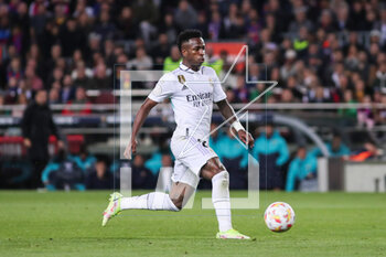 2023-04-05 - Vinicius Junior of Real Madrid during the Spanish Cup, Copa del Rey, Semi Finals 2nd leg football match between FC Barcelona and Real Madrid on April 5, 2023 at Spotify Camp Nou stadium in Barcelona, Spain - FOOTBALL - SPANISH CUP - FC BARCELONA V REAL MADRID - SPANISH CUP - SOCCER
