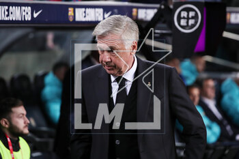 2023-04-05 - Carlo Ancelotti, head coach of Real Madrid during the Spanish Cup, Copa del Rey, Semi Finals 2nd leg football match between FC Barcelona and Real Madrid on April 5, 2023 at Spotify Camp Nou stadium in Barcelona, Spain - FOOTBALL - SPANISH CUP - FC BARCELONA V REAL MADRID - SPANISH CUP - SOCCER