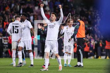 2023-04-05 - Dani Ceballos of Real Madrid celebrates the victory after the Spanish Cup, Copa del Rey, Semi Finals 2nd leg football match between FC Barcelona and Real Madrid on April 5, 2023 at Spotify Camp Nou stadium in Barcelona, Spain - FOOTBALL - SPANISH CUP - FC BARCELONA V REAL MADRID - SPANISH CUP - SOCCER