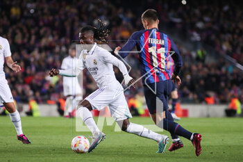 2023-04-05 - Eduardo Camavinga of Real Madrid and Ferran Torres of FC Barcelona in action during the Spanish Cup, Copa del Rey, Semi Finals 2nd leg football match between FC Barcelona and Real Madrid on April 5, 2023 at Spotify Camp Nou stadium in Barcelona, Spain - FOOTBALL - SPANISH CUP - FC BARCELONA V REAL MADRID - SPANISH CUP - SOCCER