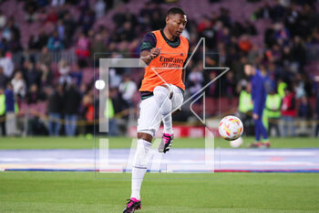 2023-04-05 - David Alaba of Real Madrid warms up during the Spanish Cup, Copa del Rey, Semi Finals 2nd leg football match between FC Barcelona and Real Madrid on April 5, 2023 at Spotify Camp Nou stadium in Barcelona, Spain - FOOTBALL - SPANISH CUP - FC BARCELONA V REAL MADRID - SPANISH CUP - SOCCER