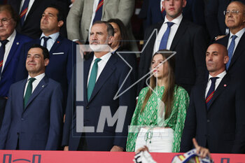 2023-05-06 - King Felipe VI and Infanta Sofia are seen during the Spanish Cup, Copa del Rey, Final football match between Real Madrid CF and CA Osasuna on May 6, 2023 at Estadio de La Cartuja in Sevilla, Spain - FOOTBALL - SPANISH CUP - FINAL - REAL MADRID V OSASUNA - SPANISH CUP - SOCCER