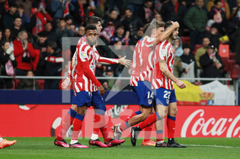 2023-01-21 - Mario Hermoso of Atletico de Madrid celebrates a goal during the Spanish championship La Liga football match between Atletico de Madrid and Real Valladolid on January 21, 2023 at Civitas Metropolitano stadium in Madrid, Spain - FOOTBALL - SPANISH CHAMP - ATLETICO MADRID V REAL VALLADOLID - SPANISH LA LIGA - SOCCER