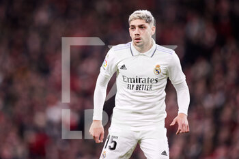 2023-01-22 - Fede Valverde of Real Madrid during the Spanish championship La Liga football match between Athletic Club and Real Madrid CF on January 22, 2023 at San Mames stadium in Bilbao, Spain - FOOTBALL - SPANISH CHAMP - ATHLETIC CLUB V REAL MADRID - SPANISH LA LIGA - SOCCER