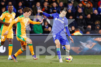 2023-01-28 - Enes Unal of Getafe during the Spanish championship La Liga football match between Getafe CF and Real Betis Balompie on January 28, 2023 at Coliseum Alfonso Perez in Getafe, Madrid, Spain - FOOTBALL - SPANISH CHAMP - GETAFE V REAL BETIS - SPANISH LA LIGA - SOCCER