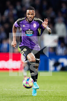 2023-02-05 - Cyle Larin of Real Valladolid CF during the Spanish championship La Liga football match between Real Sociedad and Real Valladolid CF on February 5, 2023 at Reale Arena in San Sebastian, Spain - FOOTBALL - SPANISH CHAMP - REAL SOCIEDAD V REAL VALLADOLID - SPANISH LA LIGA - SOCCER