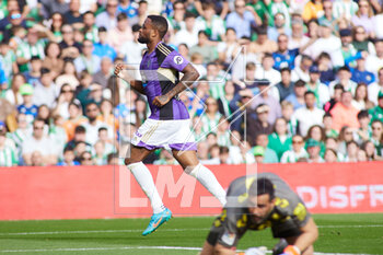 2023-02-18 - Cyle Larin of Real Valladolid celebrates a goal during the Spanish championship La Liga football match between Real Betis and Real Valladolid on February 18, 2023 at Benito Villamarin stadium in Sevilla, Spain - FOOTBALL - SPANISH CHAMP - REAL BETIS V VALLADOLID - SPANISH LA LIGA - SOCCER