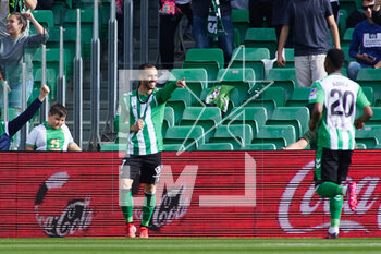 2023-02-18 - Juan Miguel "Juanmi" Jimenez of Real Betis celebrates a goal during the Spanish championship La Liga football match between Real Betis and Real Valladolid on February 18, 2023 at Benito Villamarin stadium in Sevilla, Spain - FOOTBALL - SPANISH CHAMP - REAL BETIS V VALLADOLID - SPANISH LA LIGA - SOCCER