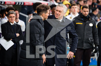 2023-02-25 - Carlo Ancelotti and Diego Pablo Simeone before the football match between
Real Madrid and Atletico Madrid called “El Derby” valid for the matchday 23 of La Liga celebrated in Madrid, Spain at Bernabeu stadium on Saturday 25 February 2023 - REAL MADRID VS ATLETICO MADRID - SPANISH LA LIGA - SOCCER