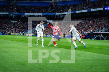 2023-02-25 - Pablo Barrios (Atletico Madrid) in action during the football match between
Real Madrid and Atletico Madrid called “El Derby” valid for the matchday 23 of La Liga celebrated in Madrid, Spain at Bernabeu stadium on Saturday 25 February 2023 - REAL MADRID VS ATLETICO MADRID - SPANISH LA LIGA - SOCCER