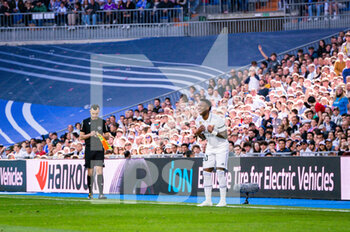 2023-03-11 - Vinícius Júnior (Real Madrid) protesting against the referee during the football match between
Real Madrid and Espanyol
valid for the match day 25 of the Spanish first division league “La Liga” celebrated in Madrid, Spain at Bernabeu stadium on Saturday 11 March 2023 - REAL MADRID VS ESPANYOL - SPANISH LA LIGA - SOCCER