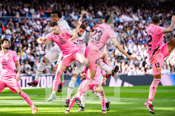 2023-03-11 - Éder Militão (Real Madrid) and Nacho (Real Madrid) in action during the football match between
Real Madrid and Espanyol
valid for the match day 25 of the Spanish first division league “La Liga” celebrated in Madrid, Spain at Bernabeu stadium on Saturday 11 March 2023 - REAL MADRID VS ESPANYOL - SPANISH LA LIGA - SOCCER