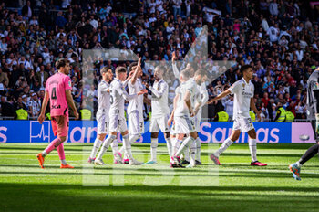 2023-03-11 - Marco Asensio (Real Madrid), Alvaro Rodríguez (Real Madrid), Rodrygo (Real Madrid), Eduardo Camavinga (Real Madrid), Federico Valverde (Real Madrid), Nacho (Real Madrid) celebrate a goal during the football match between
Real Madrid and Espanyol
valid for the match day 25 of the Spanish first division league “La Liga” celebrated in Madrid, Spain at Bernabeu stadium on Saturday 11 March 2023 - REAL MADRID VS ESPANYOL - SPANISH LA LIGA - SOCCER