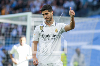 2023-03-11 - Marco Asensio of Real Madrid celebrates a goal 3-1 during the Spanish championship La Liga football match between Real Madrid and RCD Espanyol on March 11, 2023 at Santiago Bernabeu stadium in Madrid, Spain - FOOTBALL - SPANISH CHAMP - REAL MADRID V ESPANYOL - SPANISH LA LIGA - SOCCER