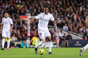 2023-03-19 - Aurelien Tchouameni of Real Madrid during the Spanish championship La Liga football match between FC Barcelona and Real Madrid on March 19, 2023 at Camp Nou stadium in Barcelona, Spain - FOOTBALL - SPANISH CHAMP - FC BARCELONA V REAL MADRID - SPANISH LA LIGA - SOCCER
