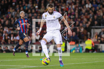 2023-03-19 - Karim Benzema of Real Madrid during the Spanish championship La Liga football match between FC Barcelona and Real Madrid on March 19, 2023 at Camp Nou stadium in Barcelona, Spain - FOOTBALL - SPANISH CHAMP - FC BARCELONA V REAL MADRID - SPANISH LA LIGA - SOCCER