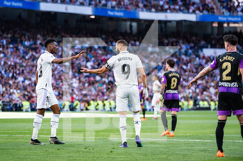 2023-04-02 - Rodrygo (Real Madrid) and Aurélien Tchouaméni (Real Madrid) during the football match between
Real Madrid and Valladolid
valid for the match day 27 of the Spanish first division league “La Liga” celebrated in Madrid, Spain at Bernabeu stadium on Sunday 02 April 2023 - REAL MADRID VS VALLADOLID - SPANISH LA LIGA - SOCCER