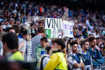 2023-04-08 - Vinicius fans during the football match between
Real Madrid and Villareal
valid for the match day 28 of the Spanish first division league “La Liga” celebrated in Madrid, Spain at Bernabeu stadium on Saturday 08 April 2023 - REAL MADRID VS VILLAREAL - SPANISH LA LIGA - SOCCER