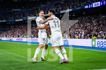 2023-04-08 - Marco Asensio (Real Madrid) and Dani Ceballos (Real Madrid) celebrate a goal during the football match between
Real Madrid and Villareal
valid for the match day 28 of the Spanish first division league “La Liga” celebrated in Madrid, Spain at Bernabeu stadium on Saturday 08 April 2023 - REAL MADRID VS VILLAREAL - SPANISH LA LIGA - SOCCER