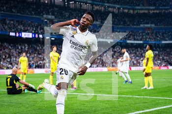 2023-04-08 - Vinícius Júnior (Real Madrid) celebrate his goal during the football match between
Real Madrid and Villareal
valid for the match day 28 of the Spanish first division league “La Liga” celebrated in Madrid, Spain at Bernabeu stadium on Saturday 08 April 2023 - REAL MADRID VS VILLAREAL - SPANISH LA LIGA - SOCCER