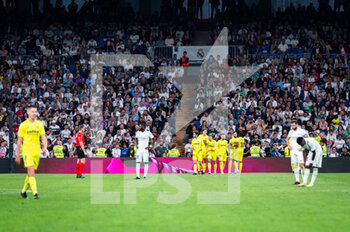 2023-04-08 - Villareal team celebrate a goal during the football match between
Real Madrid and Villareal
valid for the match day 28 of the Spanish first division league “La Liga” celebrated in Madrid, Spain at Bernabeu stadium on Saturday 08 April 2023 - REAL MADRID VS VILLAREAL - SPANISH LA LIGA - SOCCER