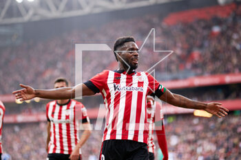 2023-04-15 - Inaki Williams of Athletic Club celebrates after scoring goal during the Spanish championship La Liga football match between Athletic Club and Real Sociedad on April 15, 2023 at San Mames stadium in Bilbao, Spain - FOOTBALL - SPANISH CHAMP - ATHLETIC CLUB V REAL SOCIEDAD - SPANISH LA LIGA - SOCCER