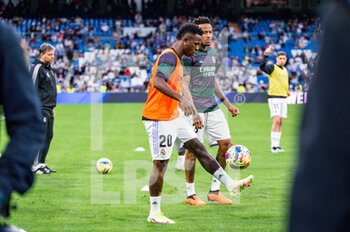 2023-04-22 - Vinícius Júnior (Real Madrid) during the warm up before the football match between
Real Madrid and Celta Vigo
valid for the match day 30 of the Spanish first division league “La Liga” celebrated in Madrid, Spain at Bernabeu stadium on Saturday 22 April 2023 - REAL MADRID VS CELTA VIGO - SPANISH LA LIGA - SOCCER
